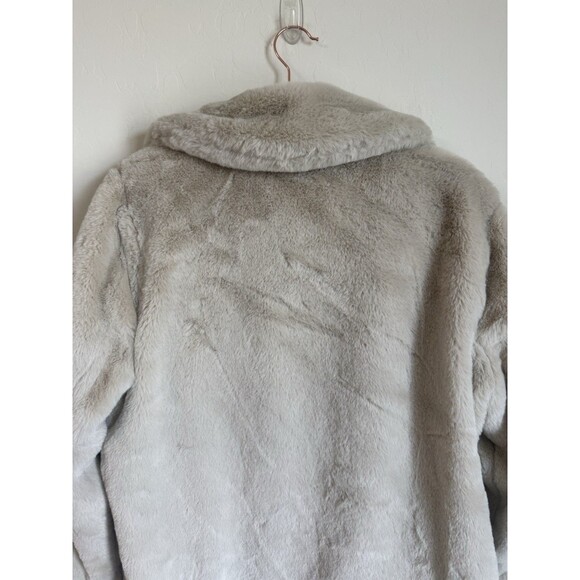 Time And Tru Large Ultra Soft Teddy Faux Fur Trench Coat Beige Cream Mob Wife - Picture 12 of 16